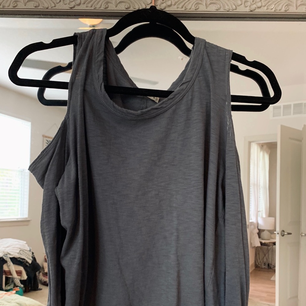 Slate blue cold-shoulder top